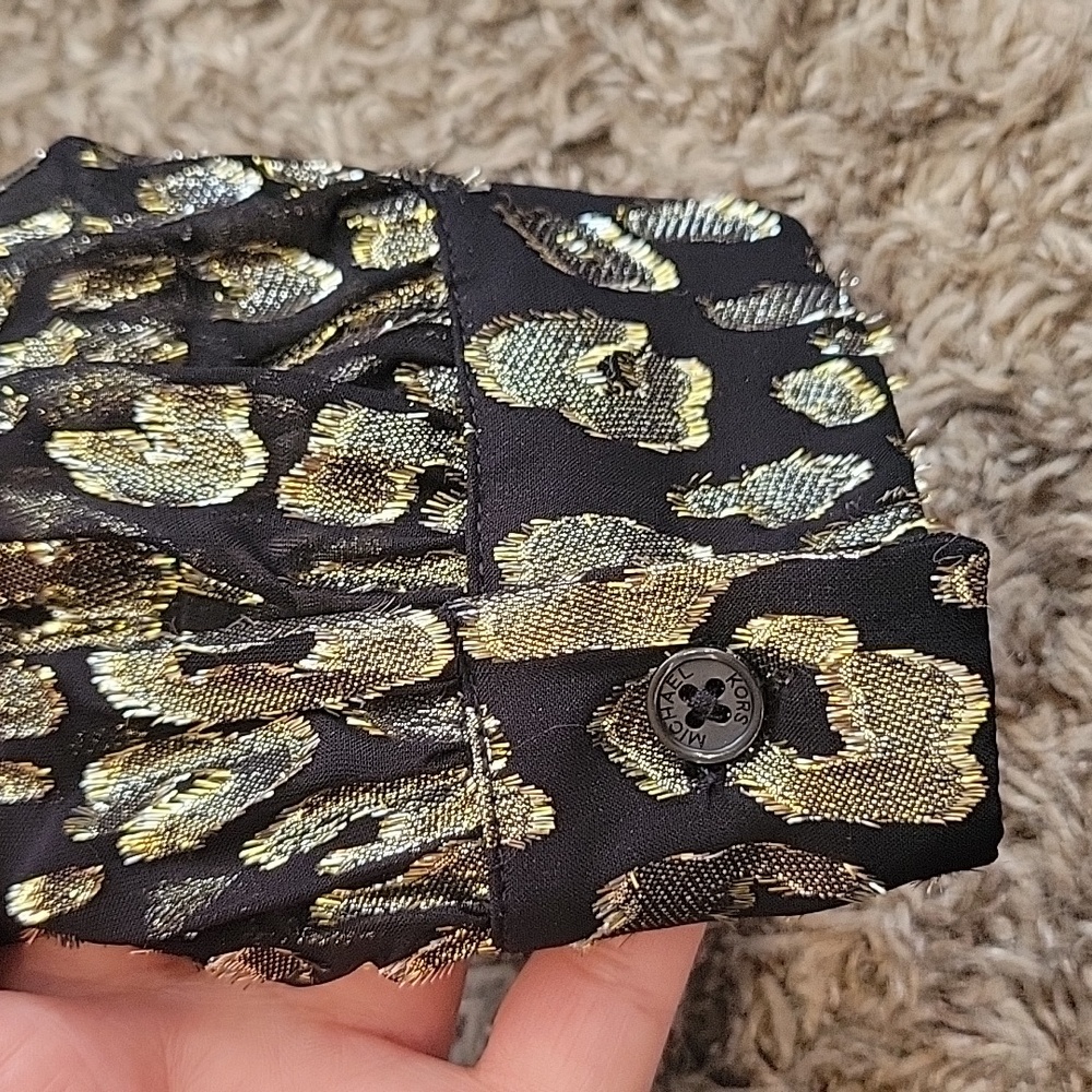 Michael Kors Mini Dress Gold Black Long Sleeve Cocktail Holiday Party NYE 4 New - Picture 10 of 16